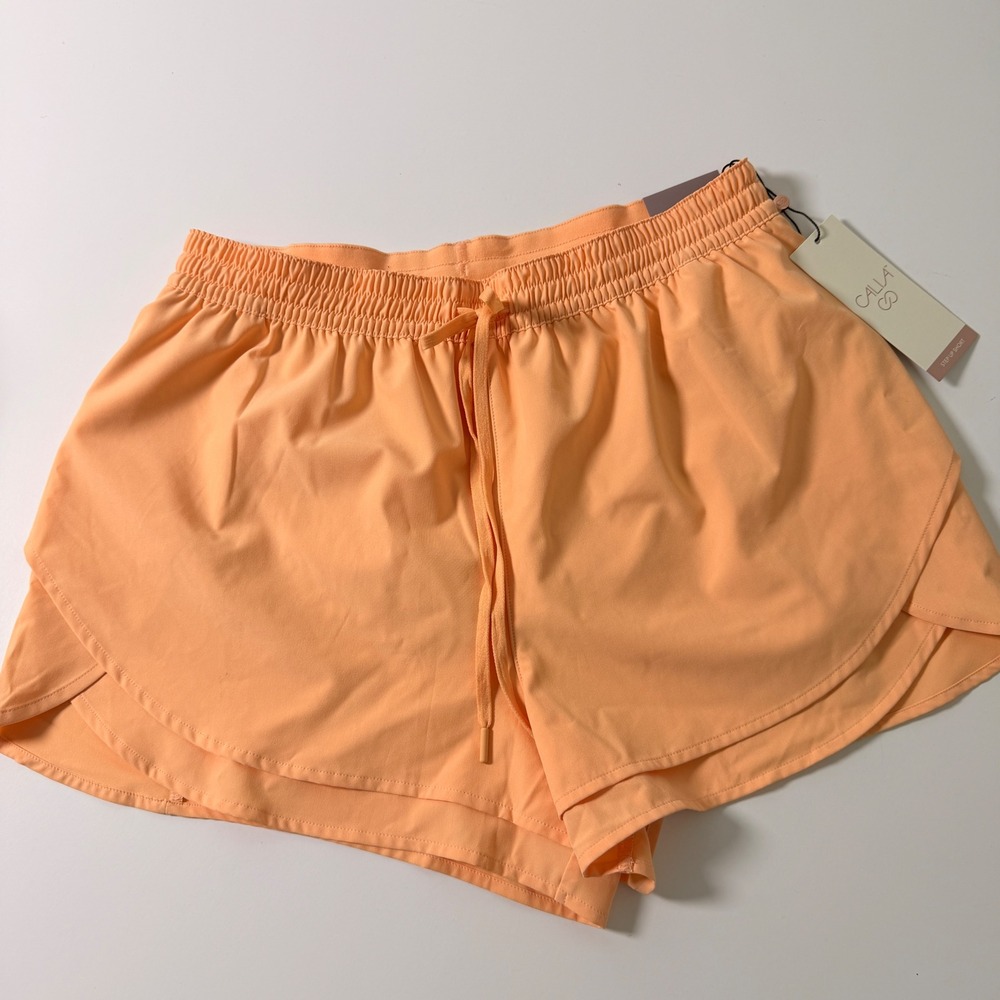 CALIA Women Peach Orange Step Up Shorts High-Rise 3 Inch Inseam Small NWT